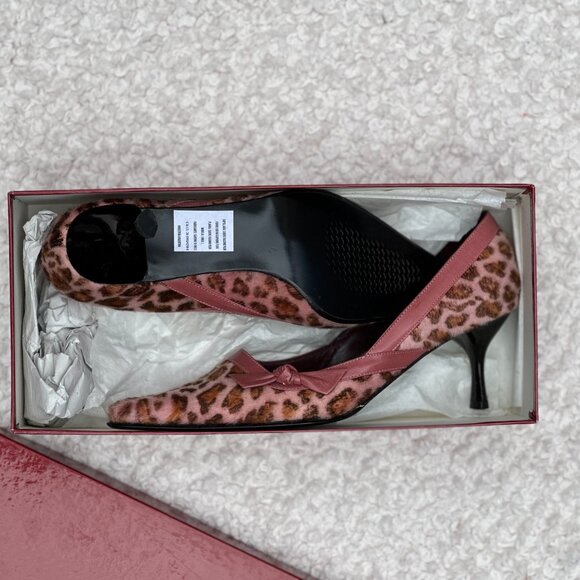 Mingo Leopard Print Pointed Toe Pumps – Pink & Brown – Fits Like Size 6 - Picture 2 of 5